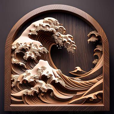 3D model great wave (STL)